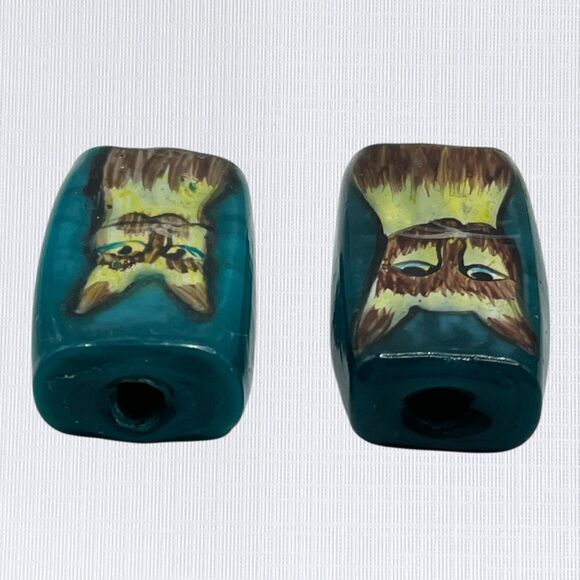 Mixed Lot Beads Chunky Hand Painted Glass Cat Tigers Eye Stone Paw Print Focal - Picture 8 of 13